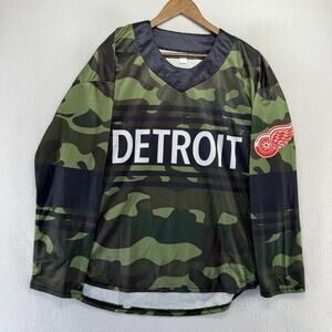 Detroit Red Wings Jersey Men's XL Green Military Appreciation Camo SGA NEW
